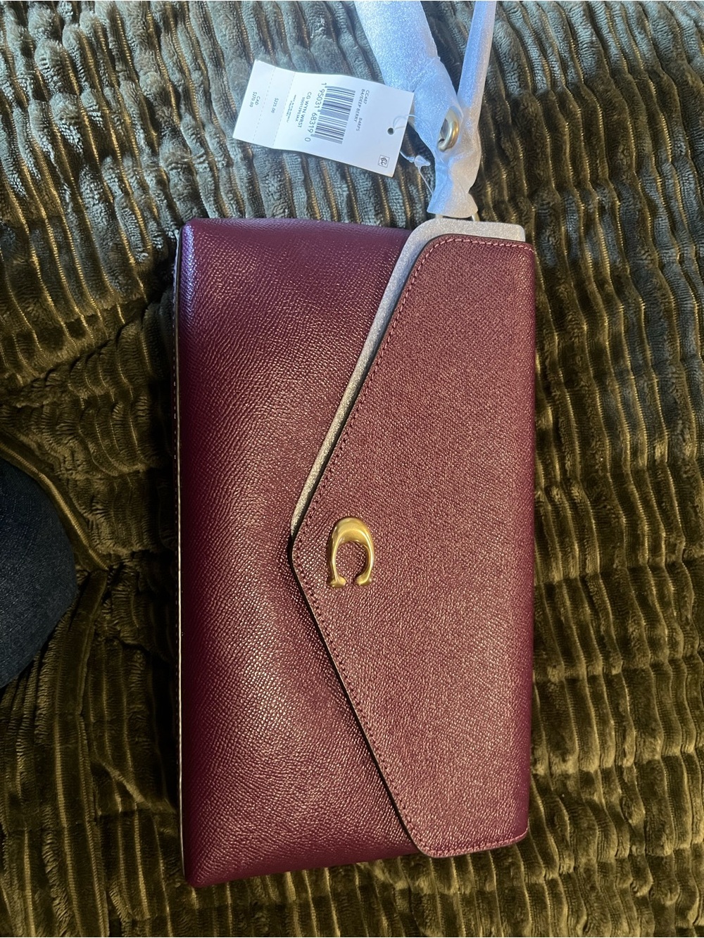 Coach Plum Leather Wristlet Clutch with Gold Accent